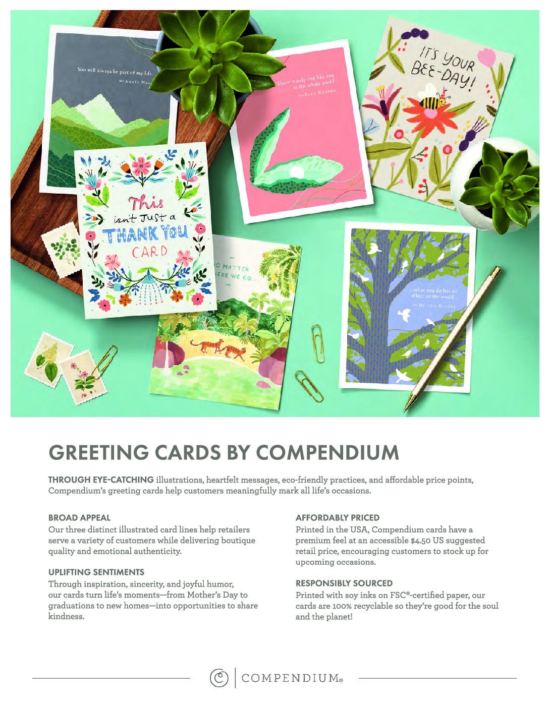 Compendium Greeting Cards Sell Sheet cover