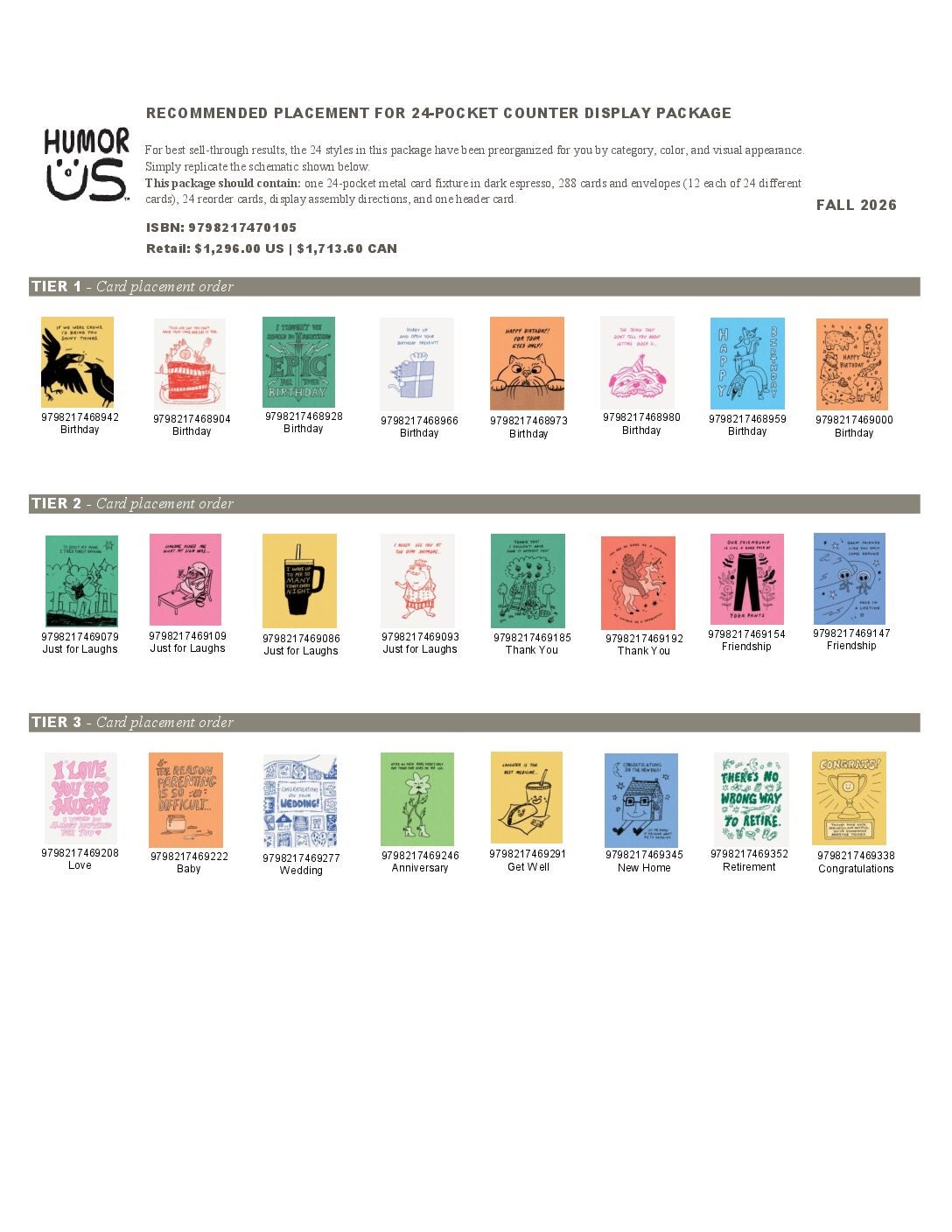 Humor Us Counter Display Fall 2026 Planogram cover