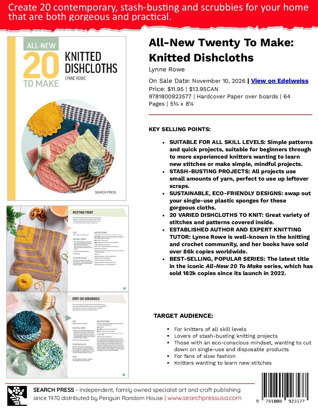 All-New Twenty To Make: Knitted Dishcloths Sell Sheet cover