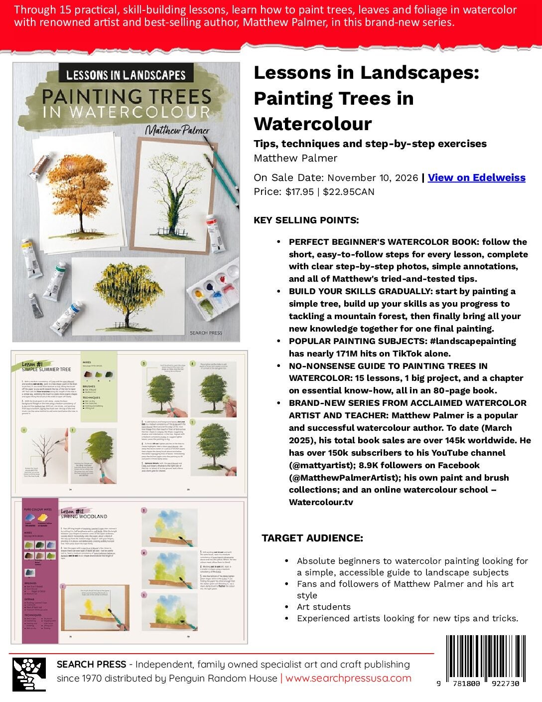 Lessons in Landscapes: Painting Trees in Watercolour Sell Sheet cover
