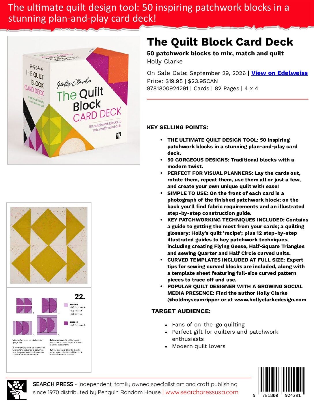 The Quilt Block Card Deck Sell Sheet cover