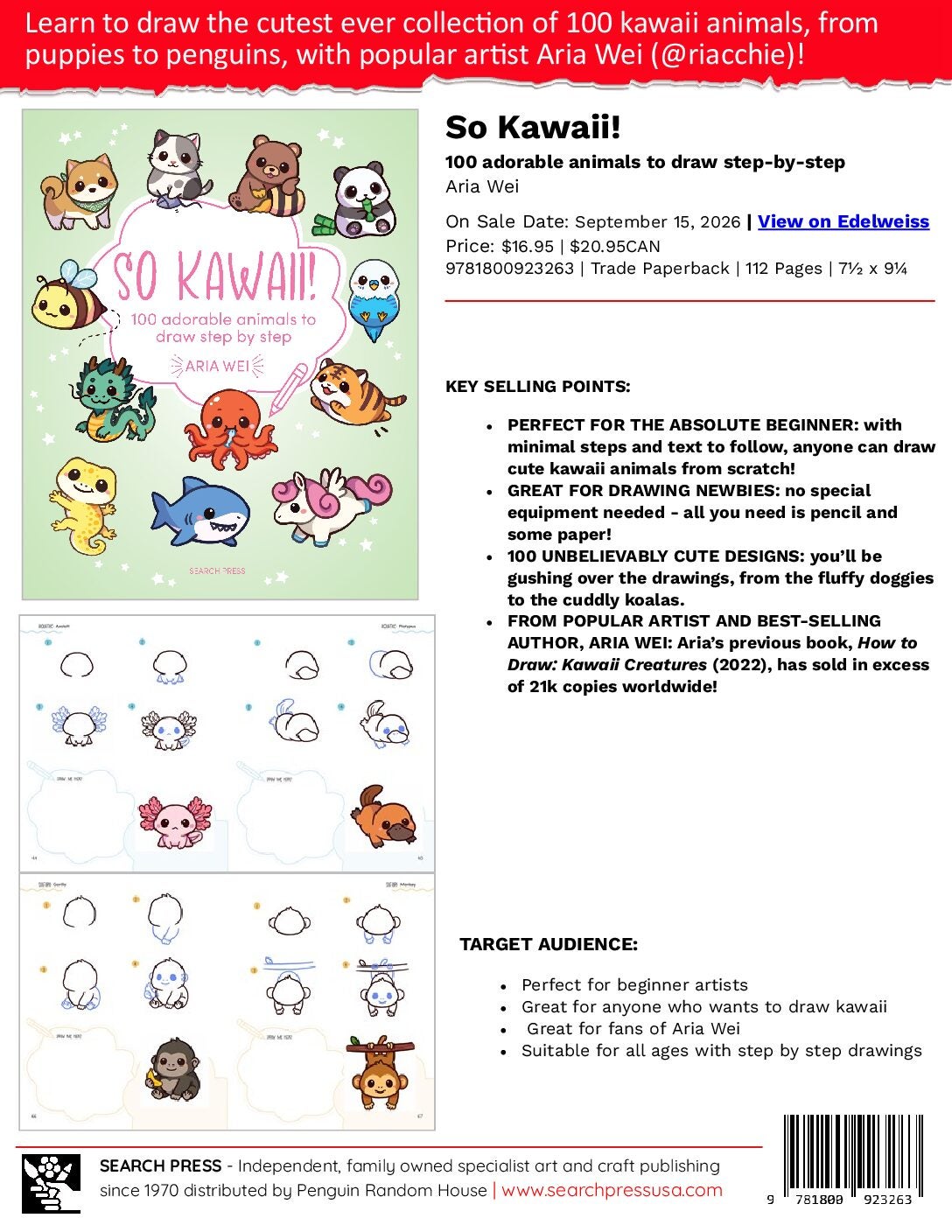 So Kawaii! 100 adorable animals to draw Sell Sheet cover