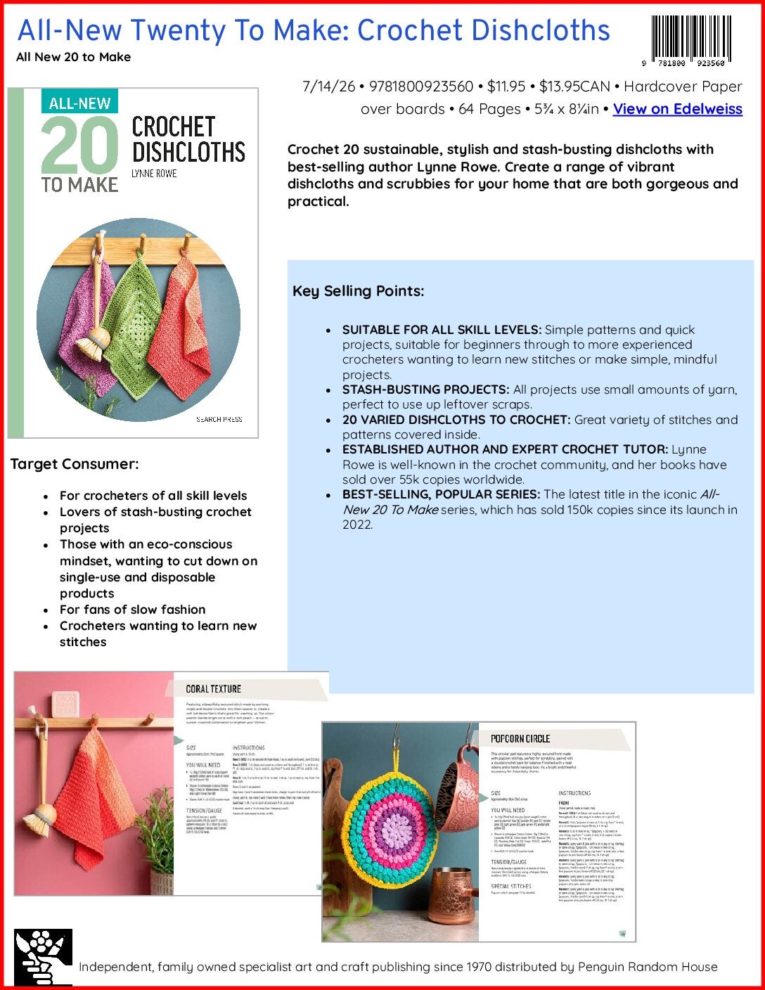 All-New Twenty To Make: Crochet Dishcloths Sell Sheet cover