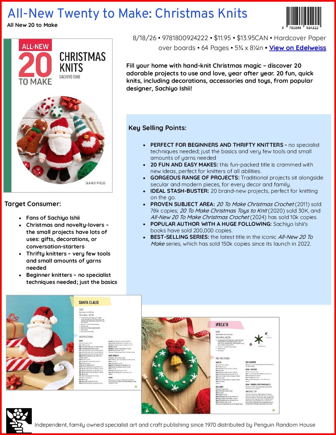 All-New Twenty to Make: Christmas Knits Sell Sheet cover