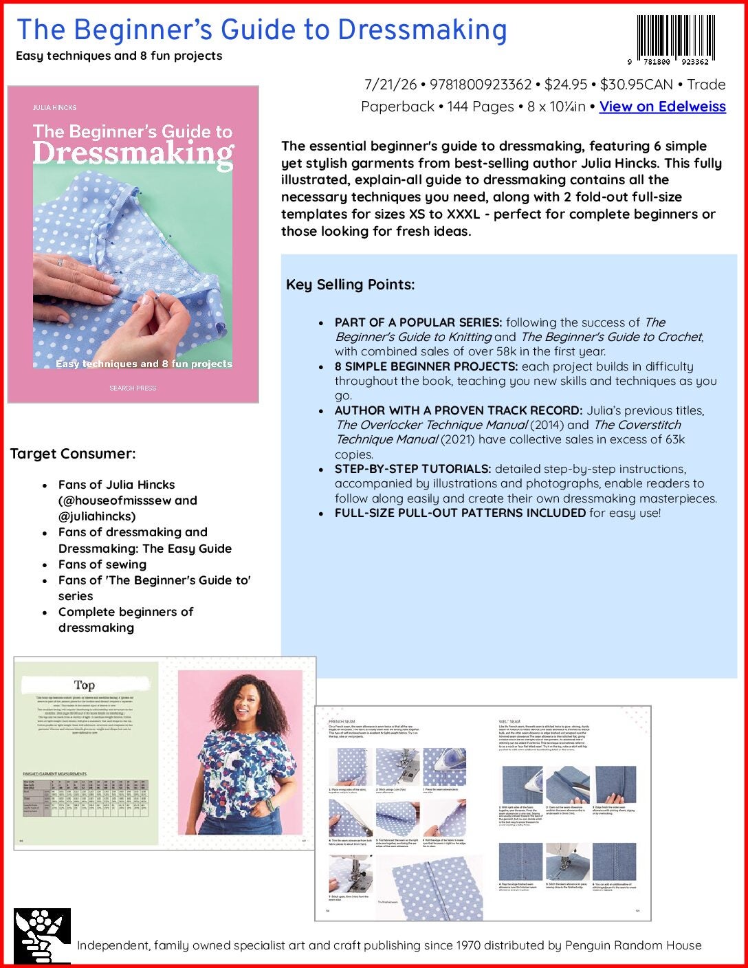 The Beginner’s Guide to Dressmaking Sell Sheet cover