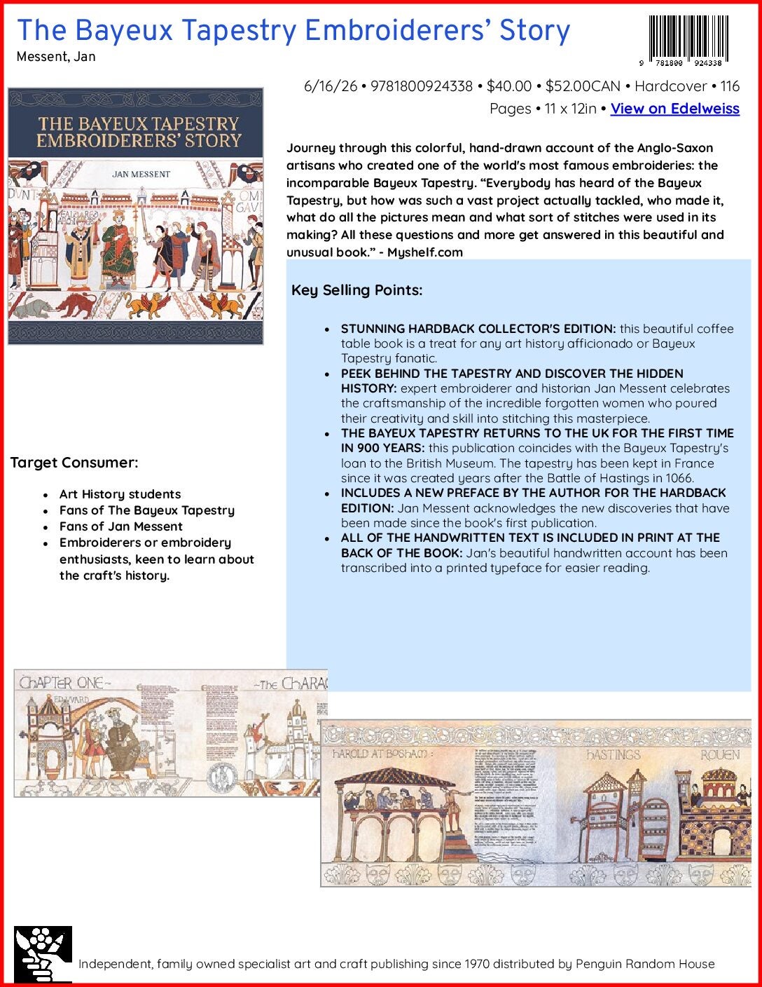 The Bayeux Tapestry Embroiderers’ Story Sell Sheet cover