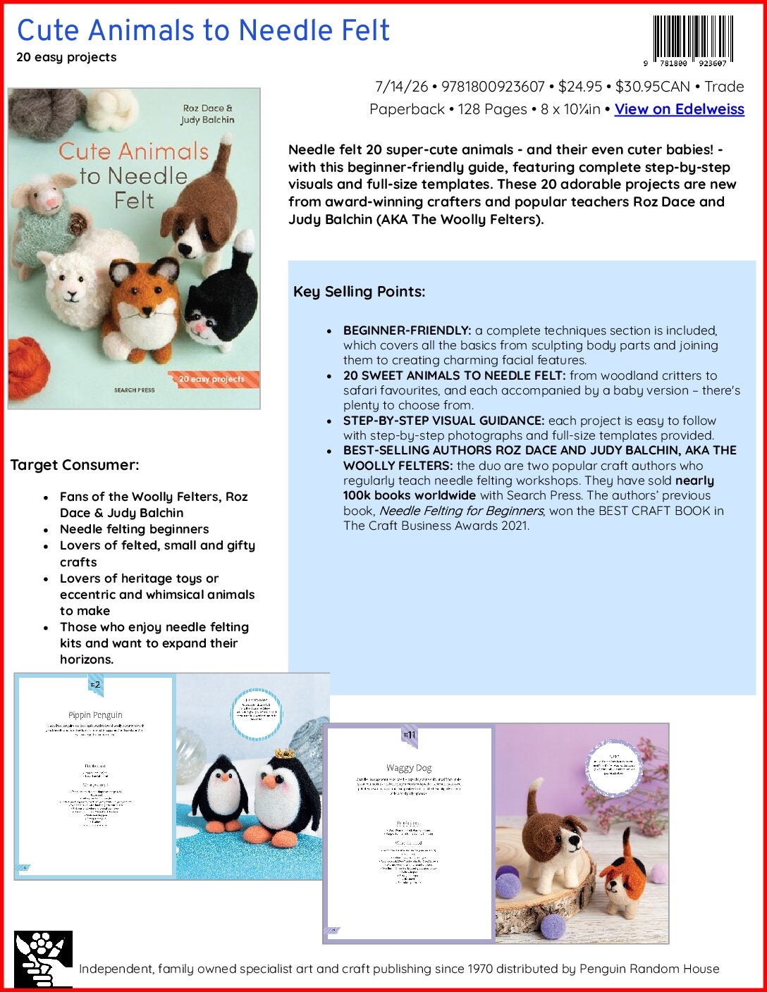 Cute Animals to Needle Felt Sell Sheet cover