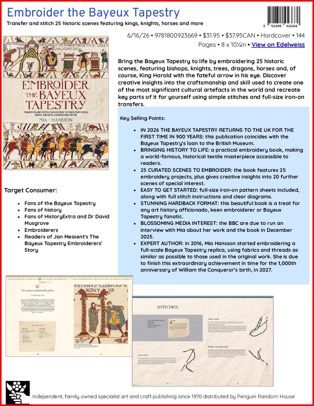 Embroider the Bayeux Tapestry Sell Sheet cover