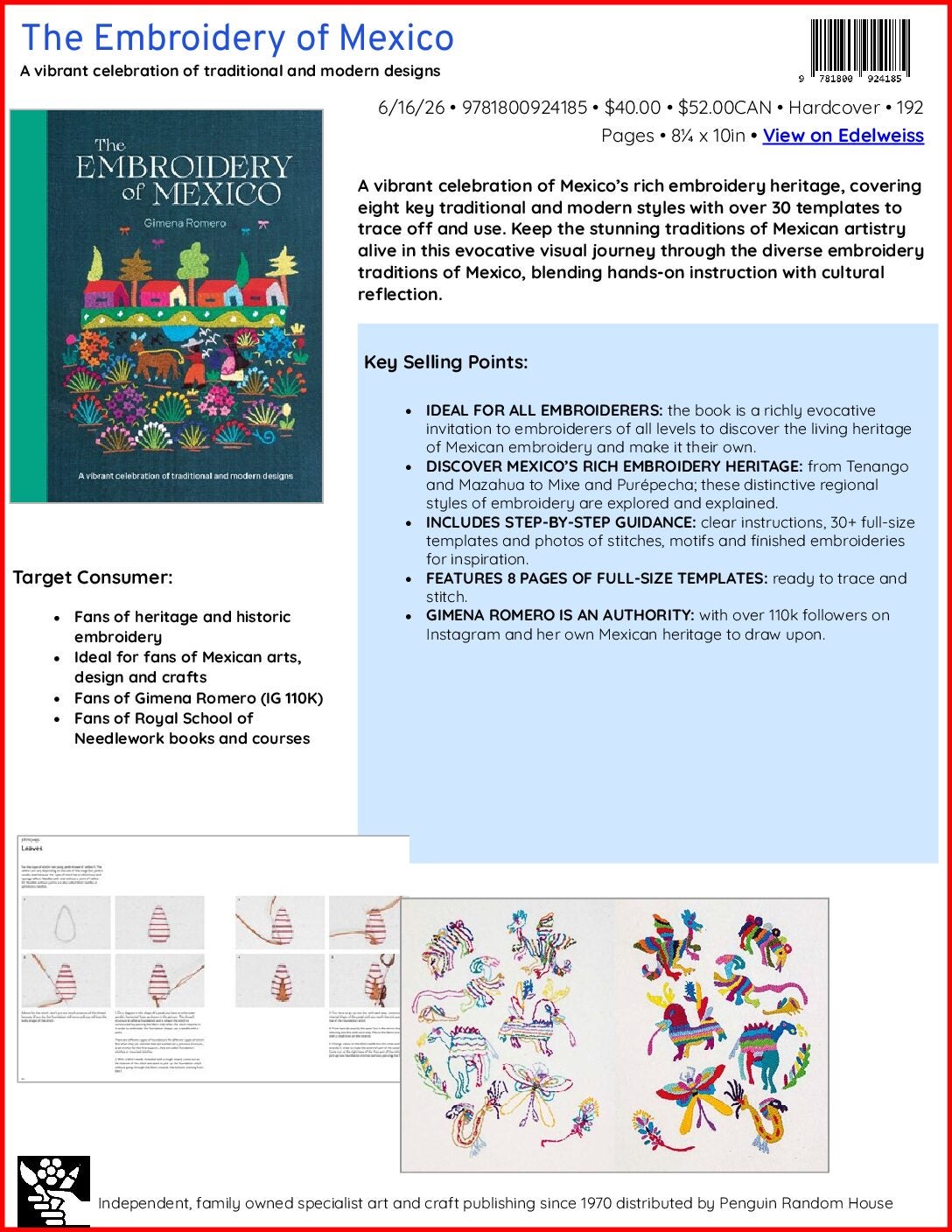 The Embroidery of Mexico Sell Sheet cover