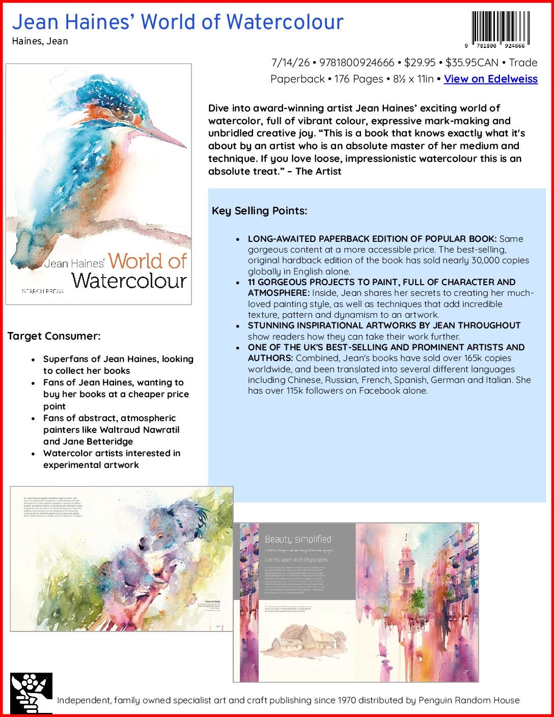 Jean Haines’ World of Watercolour Sell Sheet cover