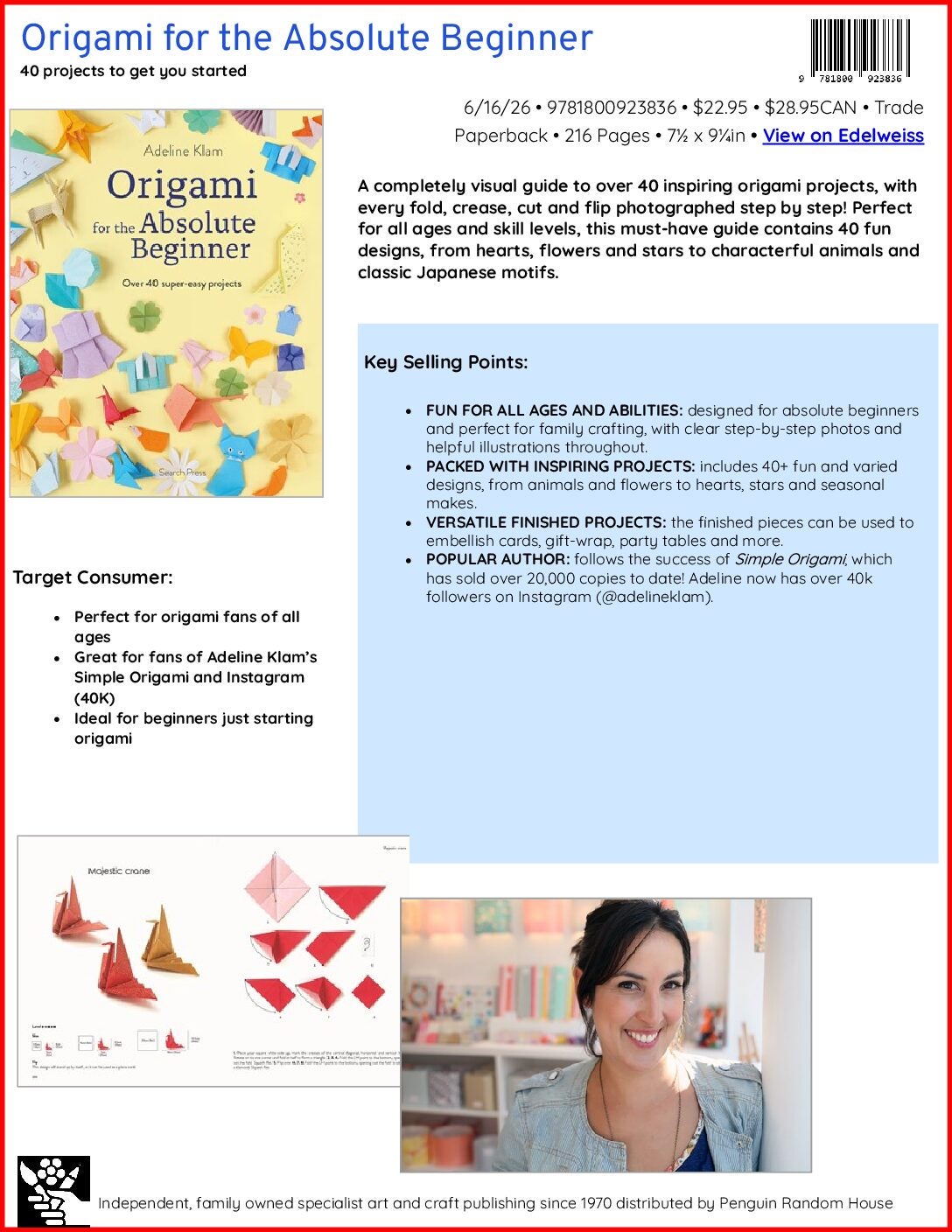 Origami for the Absolute Beginner Sell Sheet cover